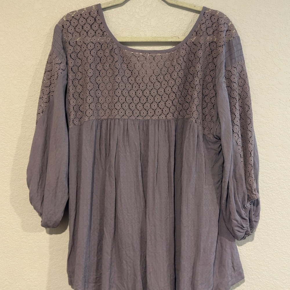 Free People Purple Blue Embellished Blouse - Picture 4 of 4